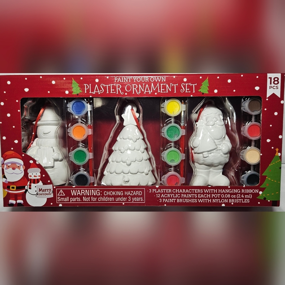 Christmas Plaster Ornament DIY Set NIB